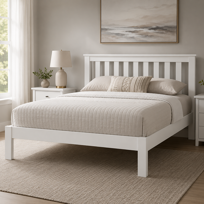 New Master Queen Bed Frame (White/Warm Honey/Black)