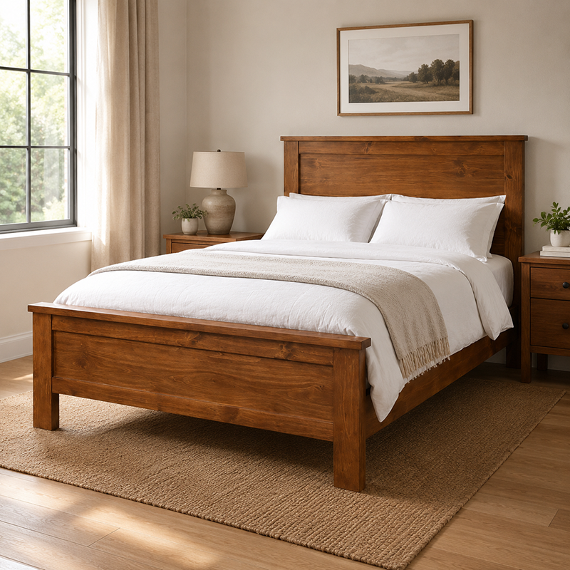 New Master Queen Bed Frame (White/Warm Honey/Black)