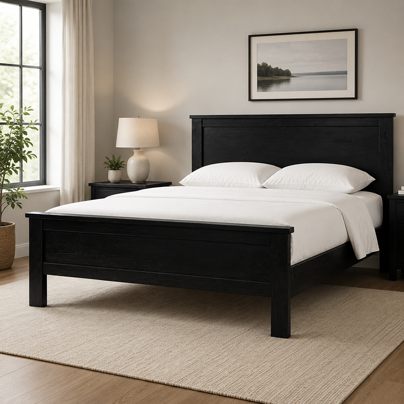 New Master Solid Wood Queen Bed Frame - White, Warm Honey or Black