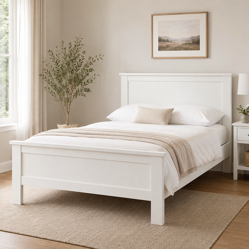 New Master Queen Bed Frame (White/Warm Honey/Black)