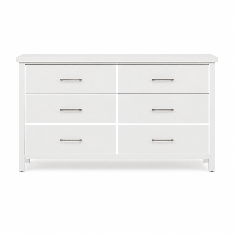 New Master 6 Drw Dresser & Mirror (White) 1290mm