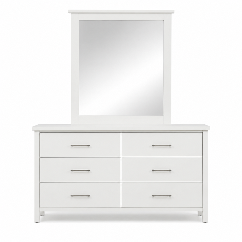 New Master 6 Drw Dresser & Mirror (White) 1290mm