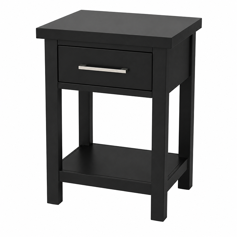 New Master Bedside Table 1 Drawer (White/Warm Honey/Black) 420mm