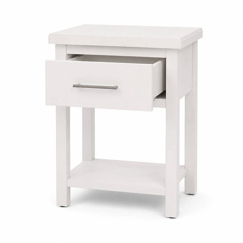 New Master Bedside Table 1 Drawer (White/Warm Honey/Black) 420mm