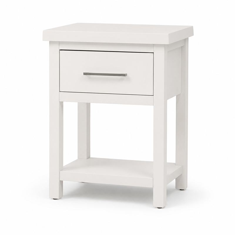 New Master Bedside Table 1 Drawer (White/Warm Honey/Black) 420mm