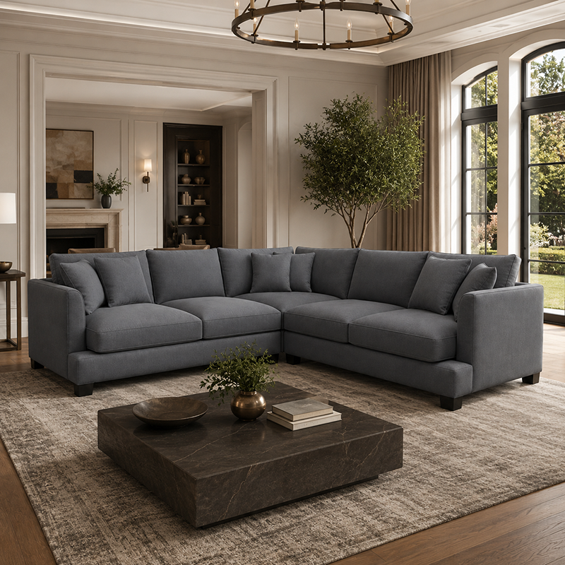 New York Fabric Corner Suite Dark Grey (L2SS + Corner + R2SS)