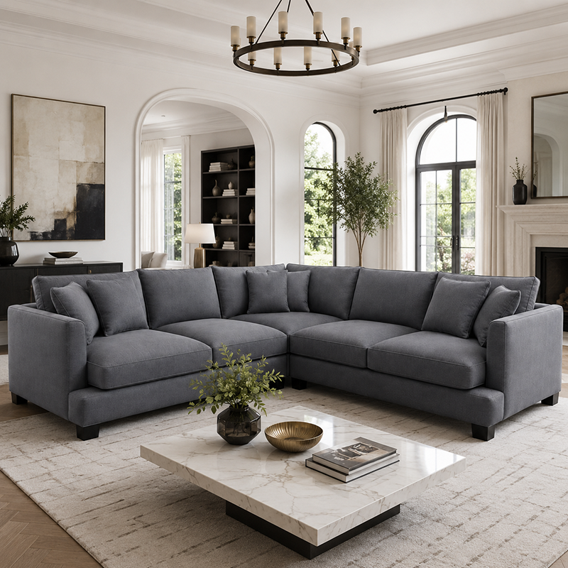 New York Fabric Corner Suite Dark Grey (L2SS + Corner + R2SS)