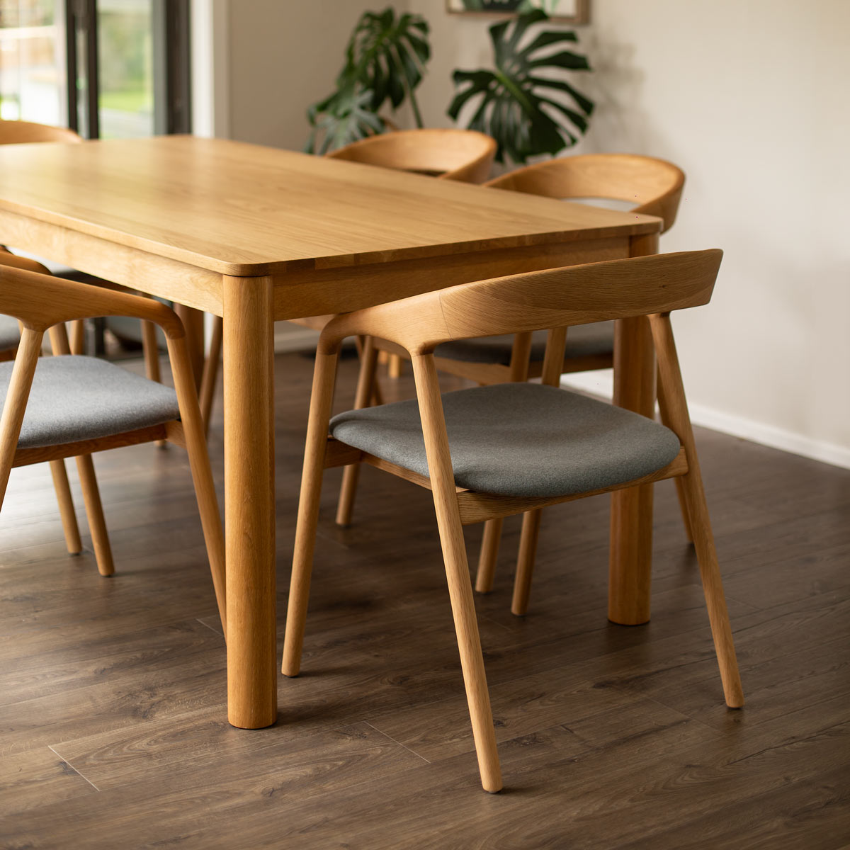 Nora Oak Dining Chair with Fabric/PU Seat