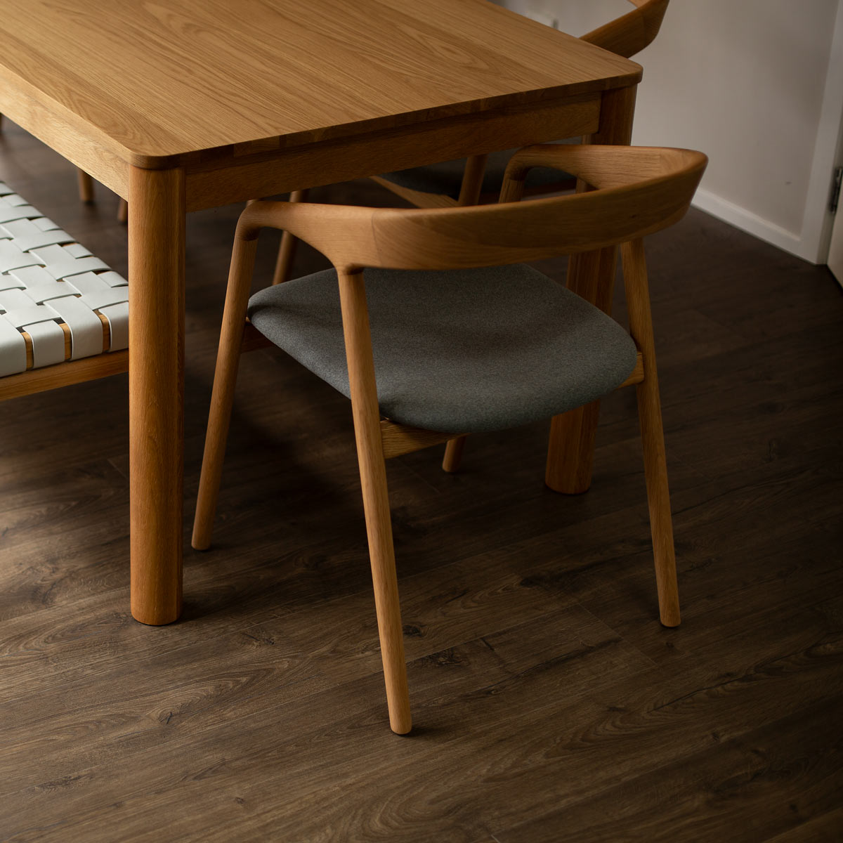 Nora Oak Dining Chair with Fabric/PU Seat