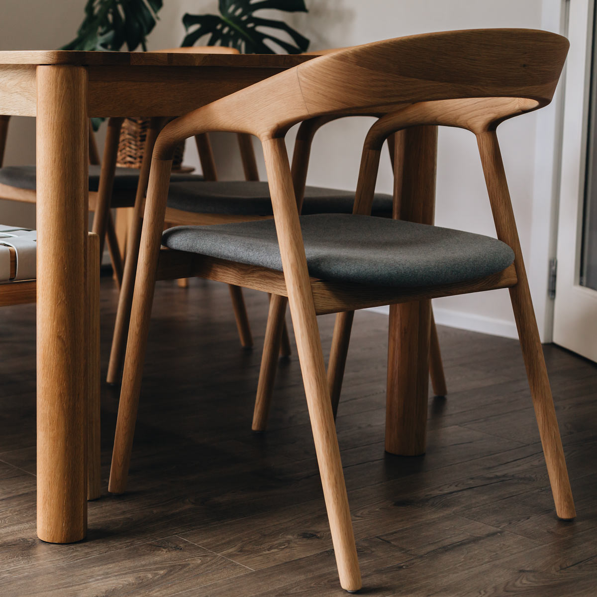 Nora Oak Dining Chair with Fabric/PU Seat