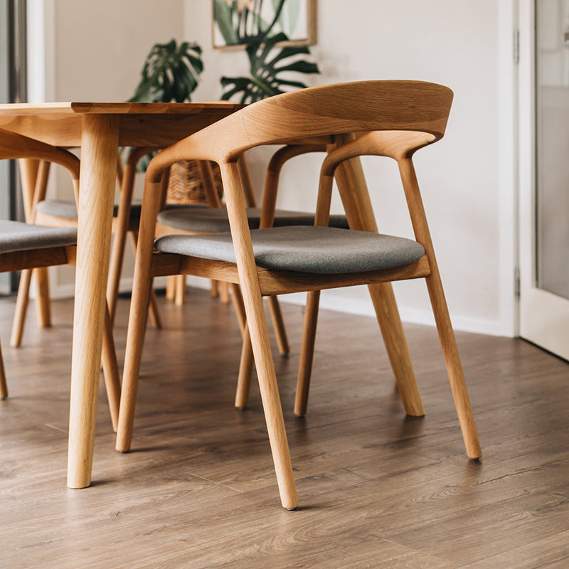 Nora Oak Dining Chair with Fabric/PU Seat