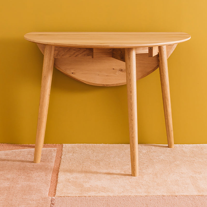 Nordik Solid Oak Drop-Leaf Round Dining Table 100cm