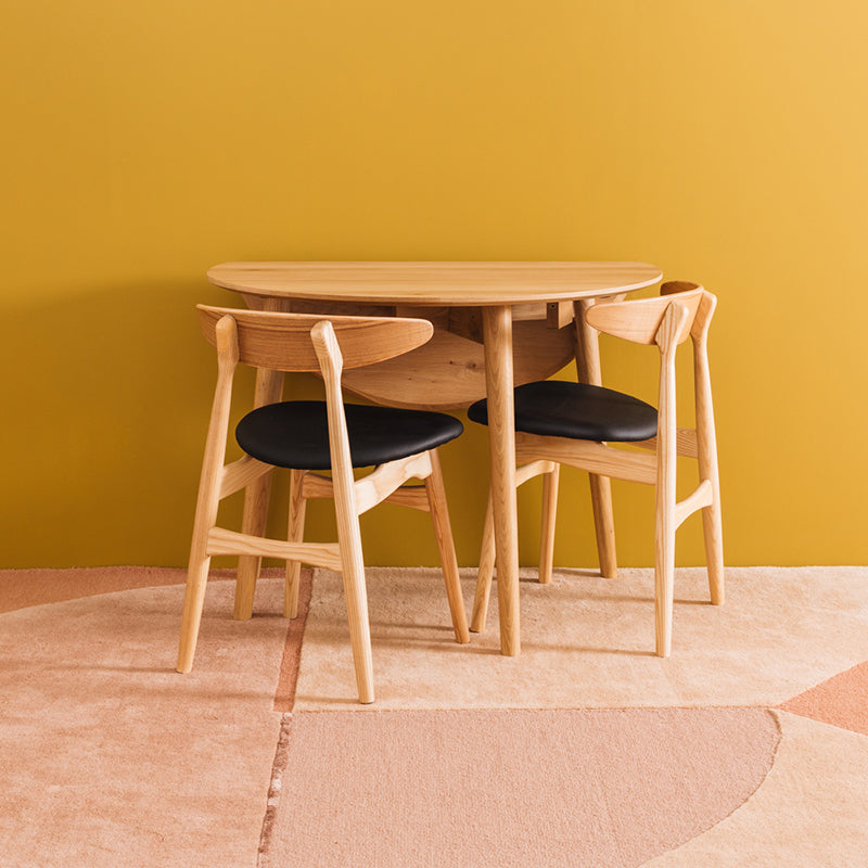 Nordik Solid Oak Drop-Leaf Round Dining Table 100cm