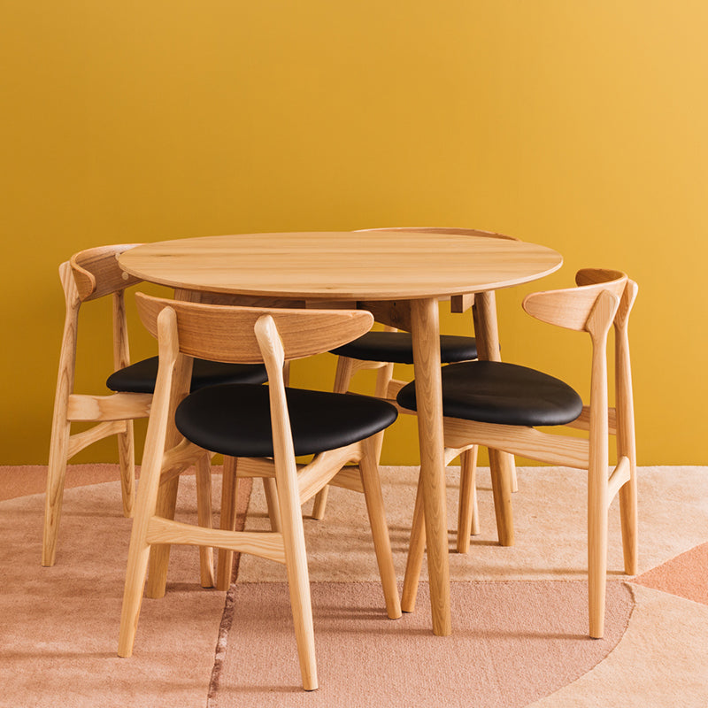 Nordik Solid Oak Drop-Leaf Round Dining Table 100cm