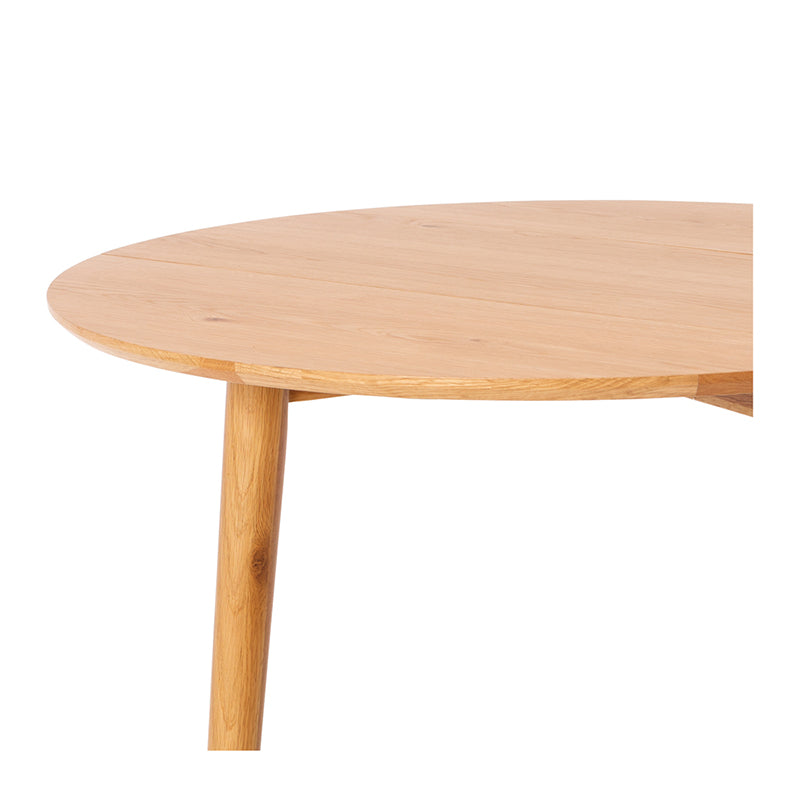 Nordik Solid Oak Drop-Leaf Round Dining Table 100cm