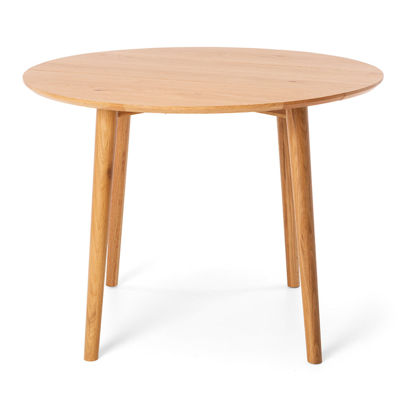 Nordik Solid Oak Drop-Leaf Round Dining Table 100cm