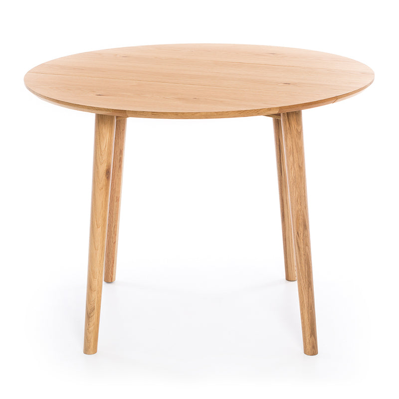 Nordik Solid Oak Drop-Leaf Round Dining Table 100cm
