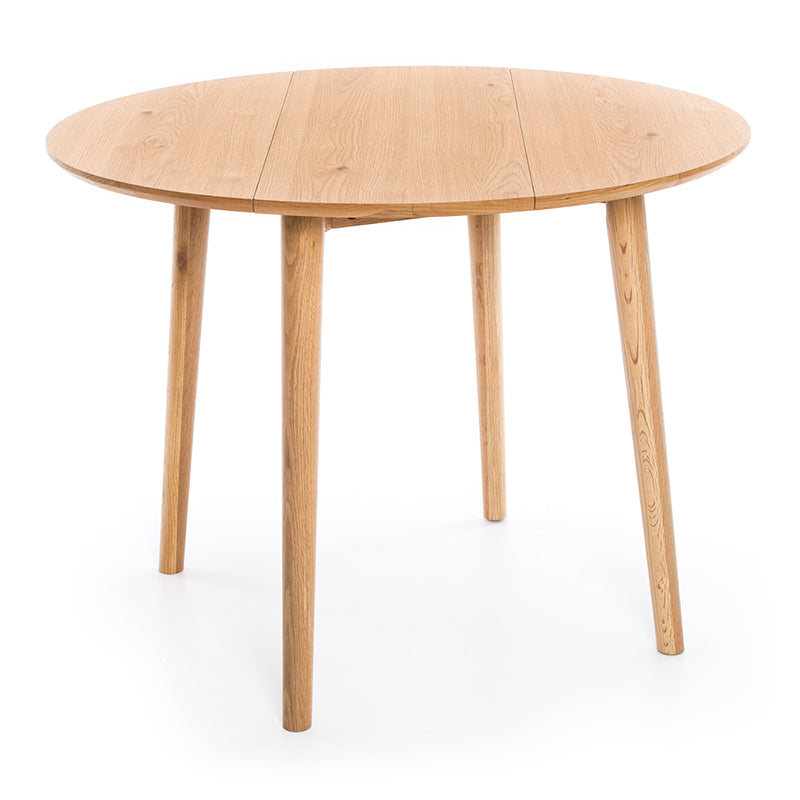 Nordik Solid Oak Drop-Leaf Round Dining Table 100cm