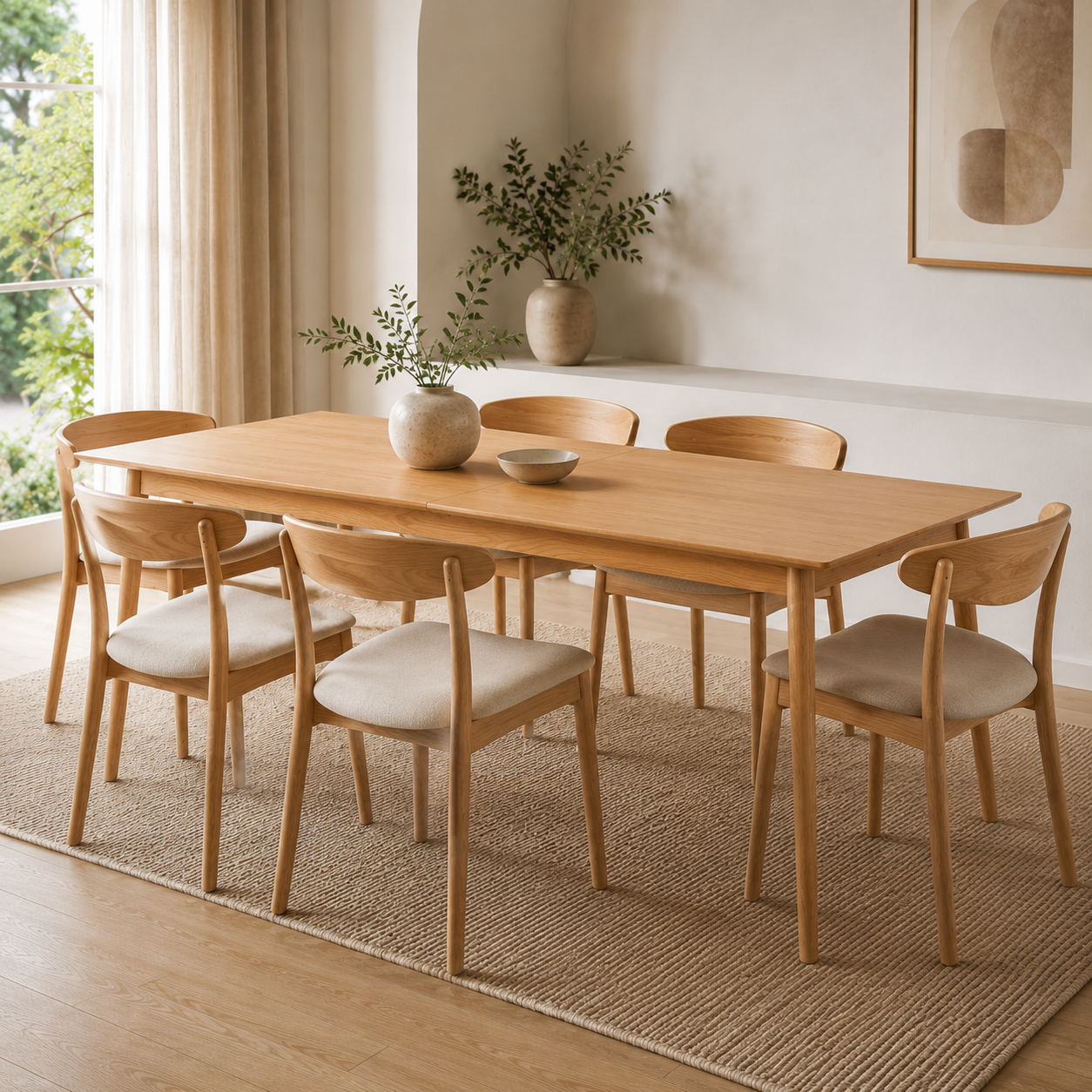 Nordik Solid Oak Extension Dining Table 160–210cm