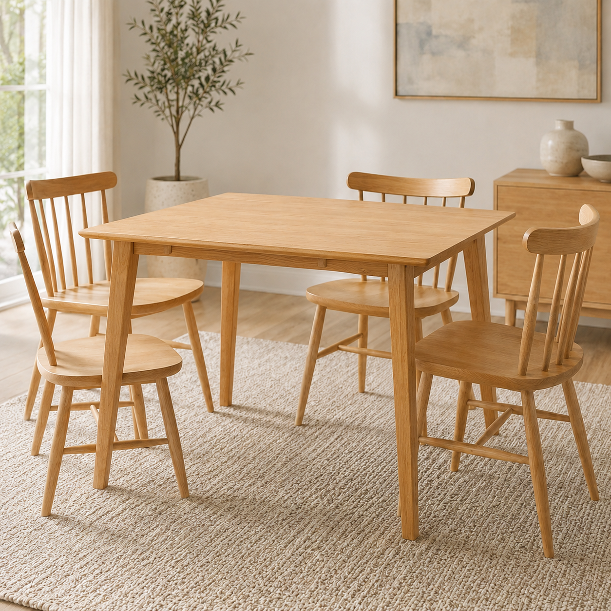 Nordik Solid Oak Square Drop-Leaf Dining Table 102cm
