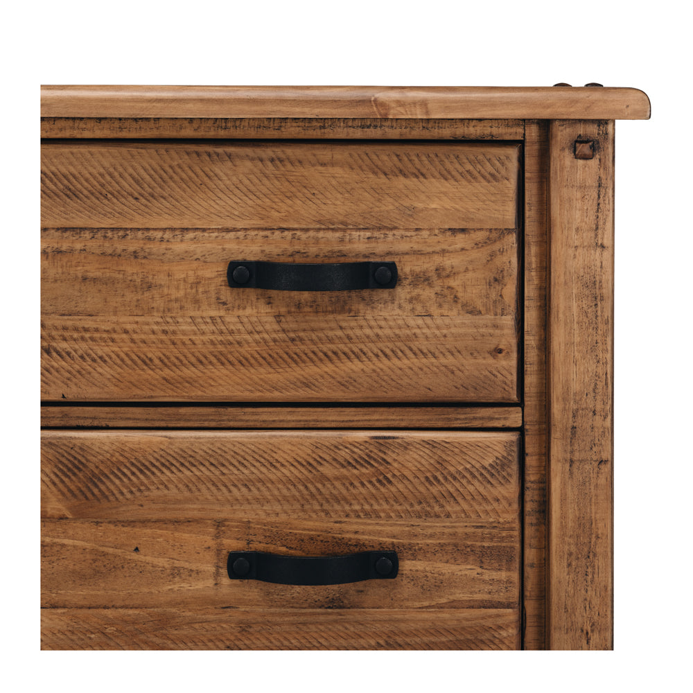 Oberon Tallboy Solid Wood Solid Pine Rustic Walnut Colour 98cm