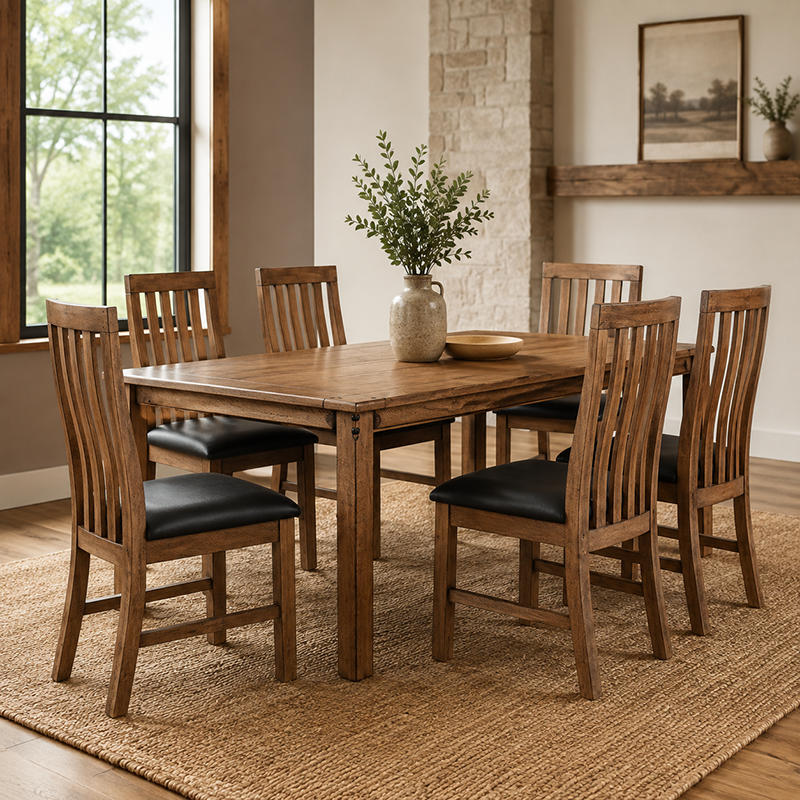 Oberon Dining Table Solid Wood Solid Pine Rustic Walnut Colour 160/180/210cm