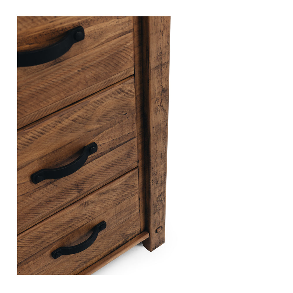 Oberon Tallboy Solid Wood Solid Pine Rustic Walnut Colour 98cm