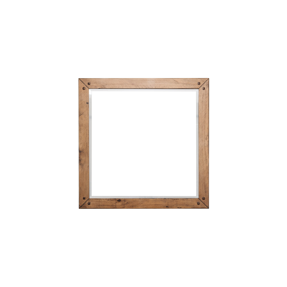 Oberon Mirror Only Solid Wood Solid Pine Rustic Walnut Colour 100cm