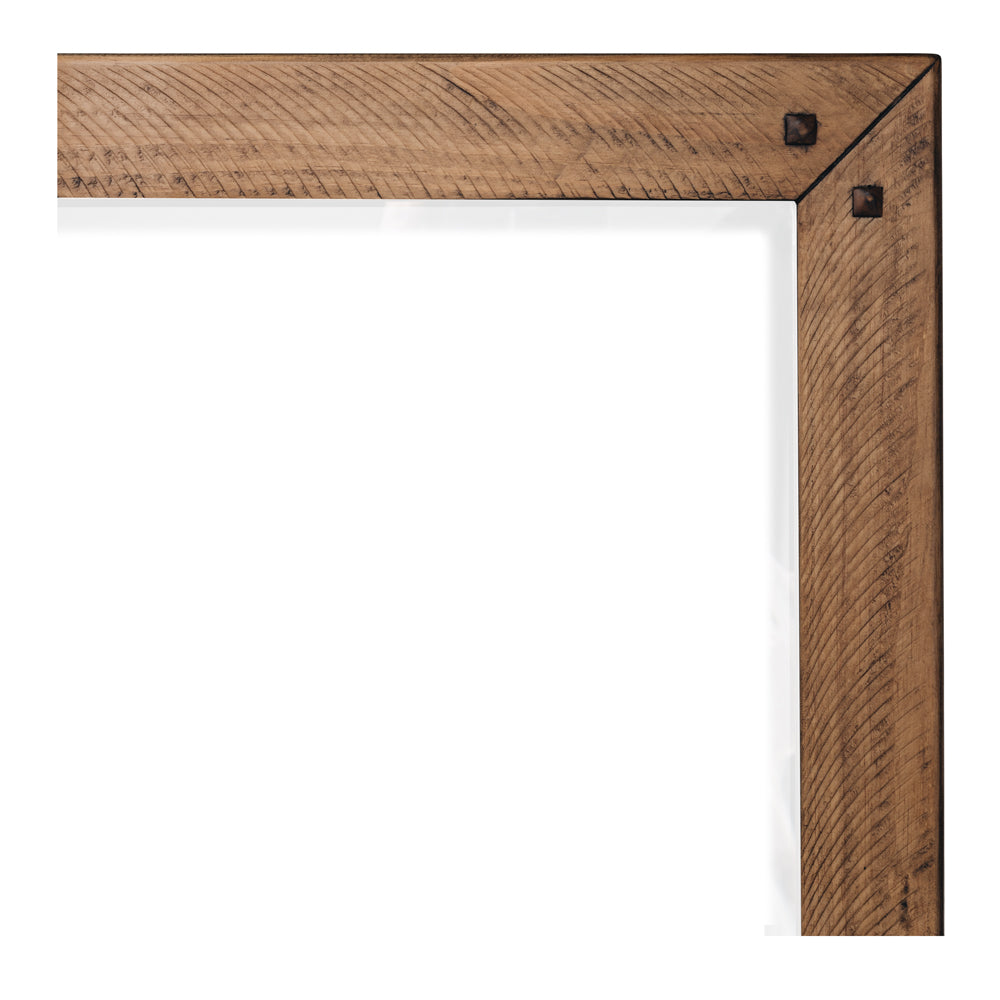Oberon Mirror Only Solid Wood Solid Pine Rustic Walnut Colour 100cm