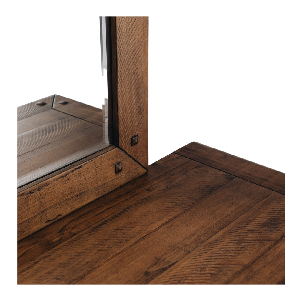 Oberon Mirror Only Solid Wood Solid Pine Rustic Walnut Colour 100cm