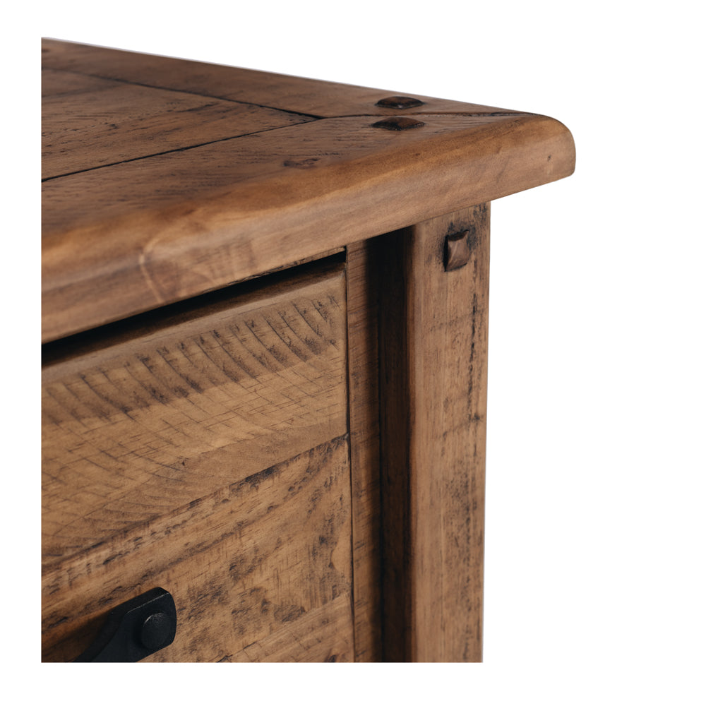 Oberon Tallboy Solid Wood Solid Pine Rustic Walnut Colour 98cm