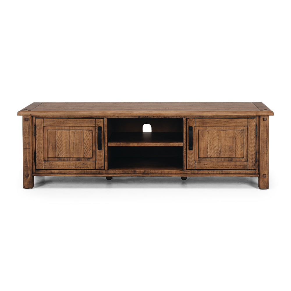 Oberon TV Unit Solid Wood Solid Pine Rustic Walnut Colour 164cm