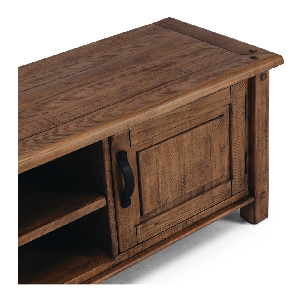 Oberon TV Unit Solid Wood Solid Pine Rustic Walnut Colour 164cm