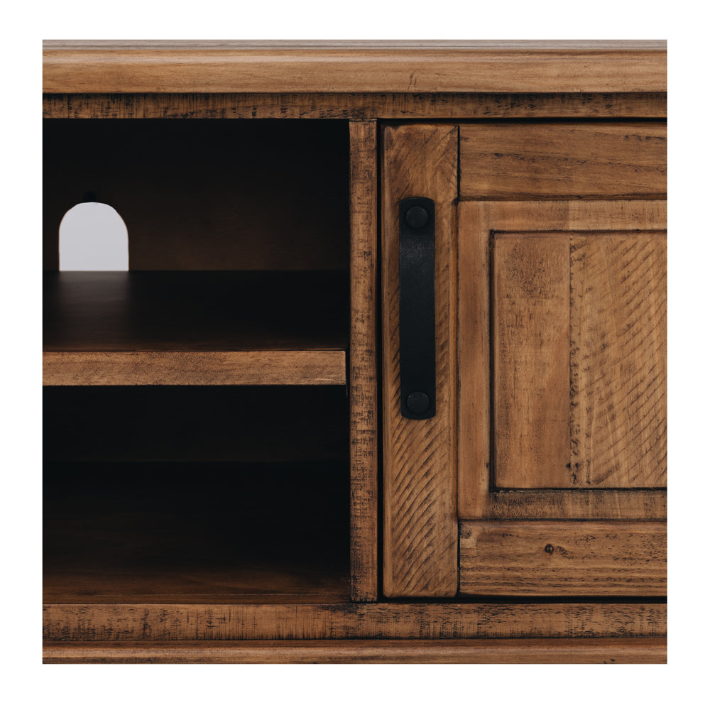 Oberon TV Unit Solid Wood Solid Pine Rustic Walnut Colour 164cm