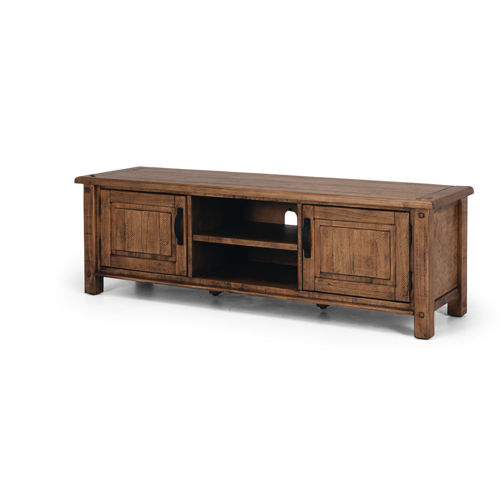 Oberon TV Unit Solid Wood Solid Pine Rustic Walnut Colour 164cm