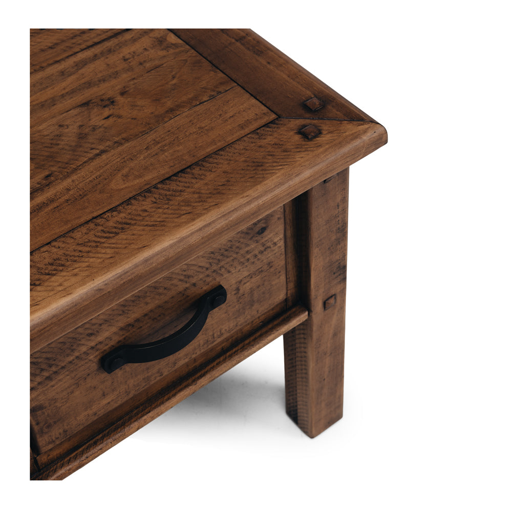 Oberon Lamp Table Solid Wood Solid Pine Rustic Walnut Colour 55cm