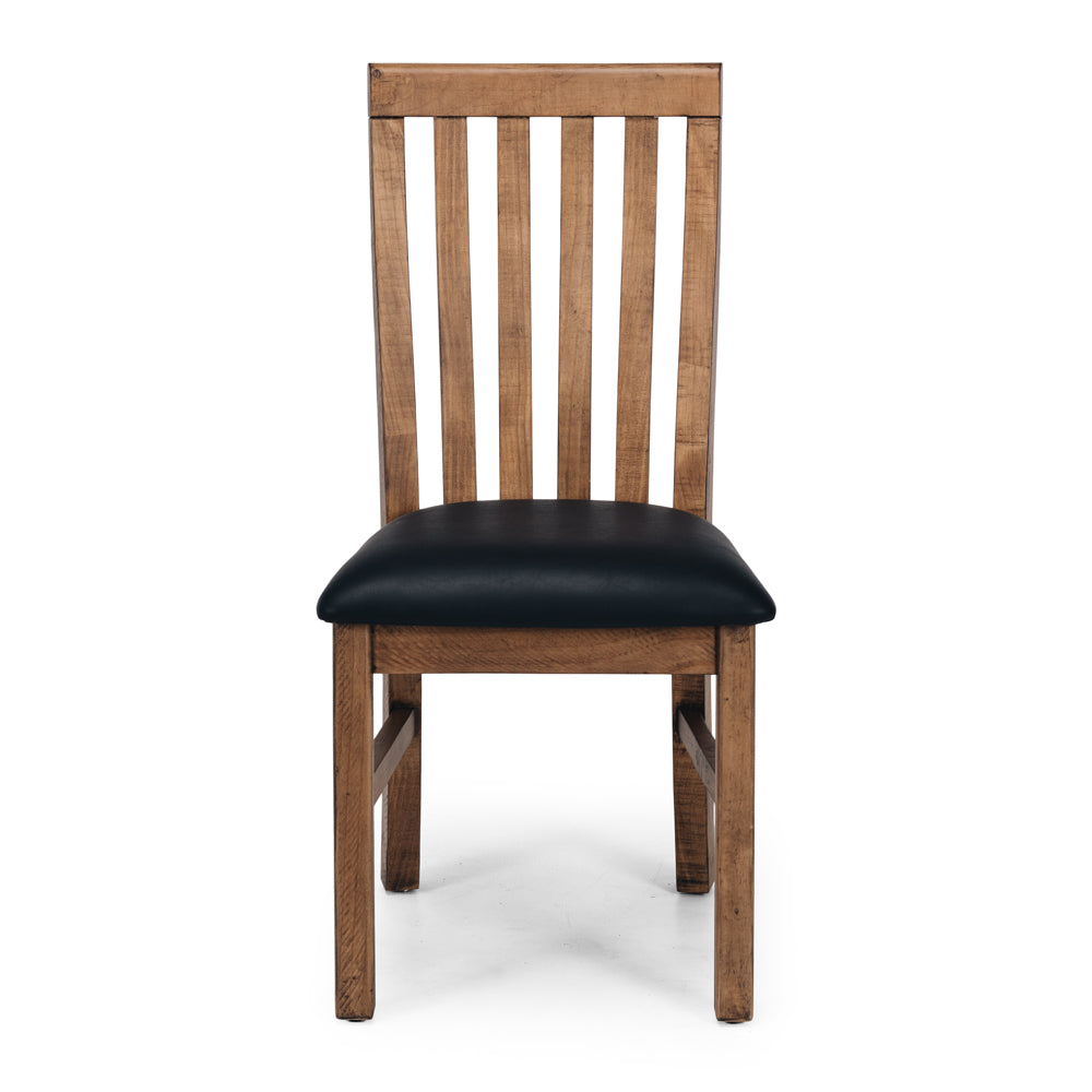 Oberon Dining Chair Solid Wood Solid Pine Rustic Walnut Colour PU Seat