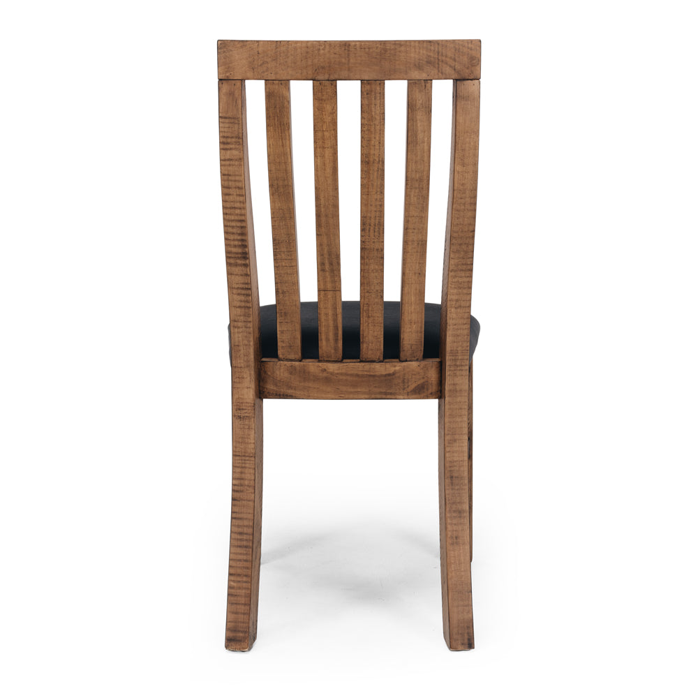 Oberon Dining Chair Solid Wood Solid Pine Rustic Walnut Colour PU Seat