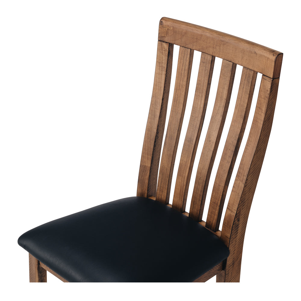 Oberon Dining Chair Solid Wood Solid Pine Rustic Walnut Colour PU Seat