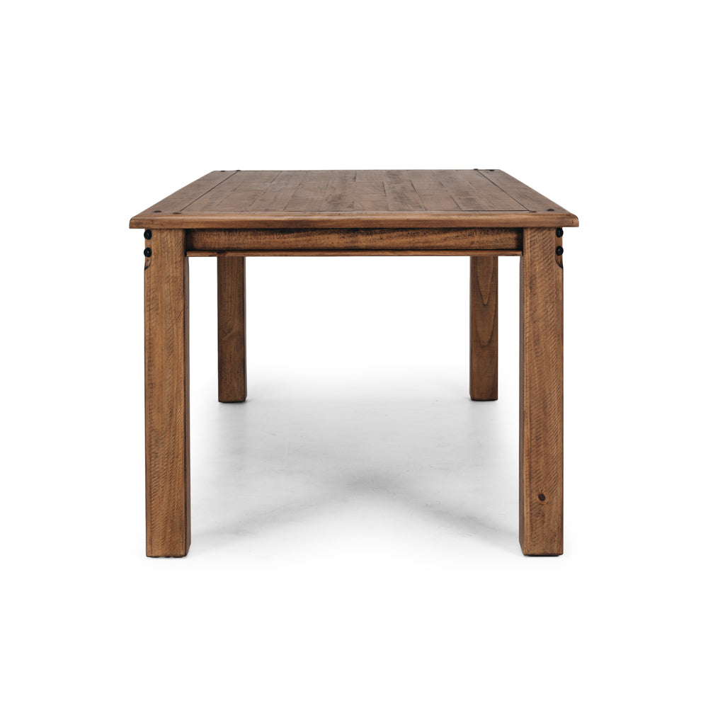 Oberon Dining Table Solid Wood Solid Pine Rustic Walnut Colour 160/180/210cm