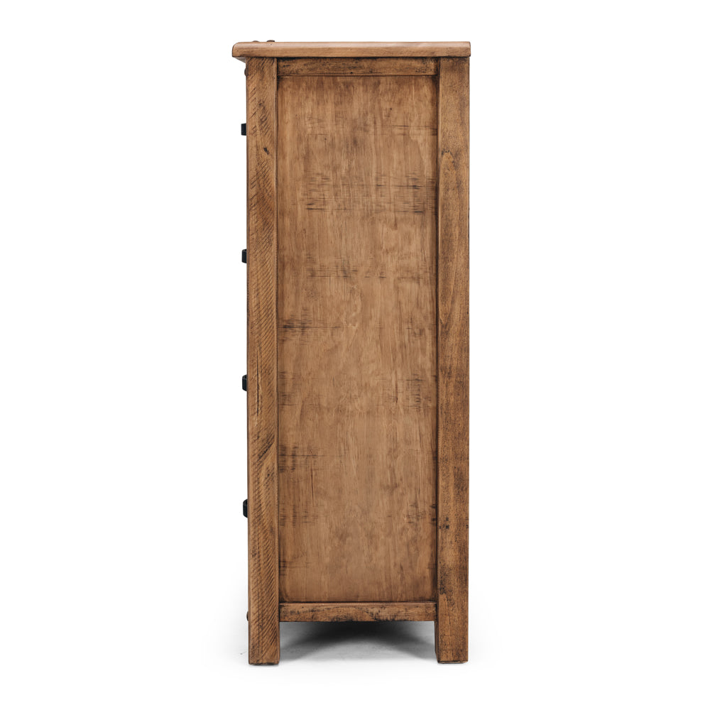 Oberon Tallboy Solid Wood Solid Pine Rustic Walnut Colour 98cm