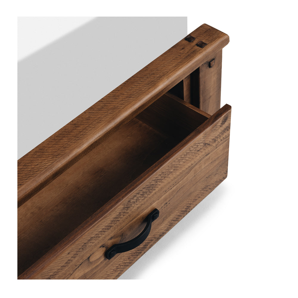 Oberon Storage Bed Frame Solid Wood Solid Pine Rustic Walnut Colour