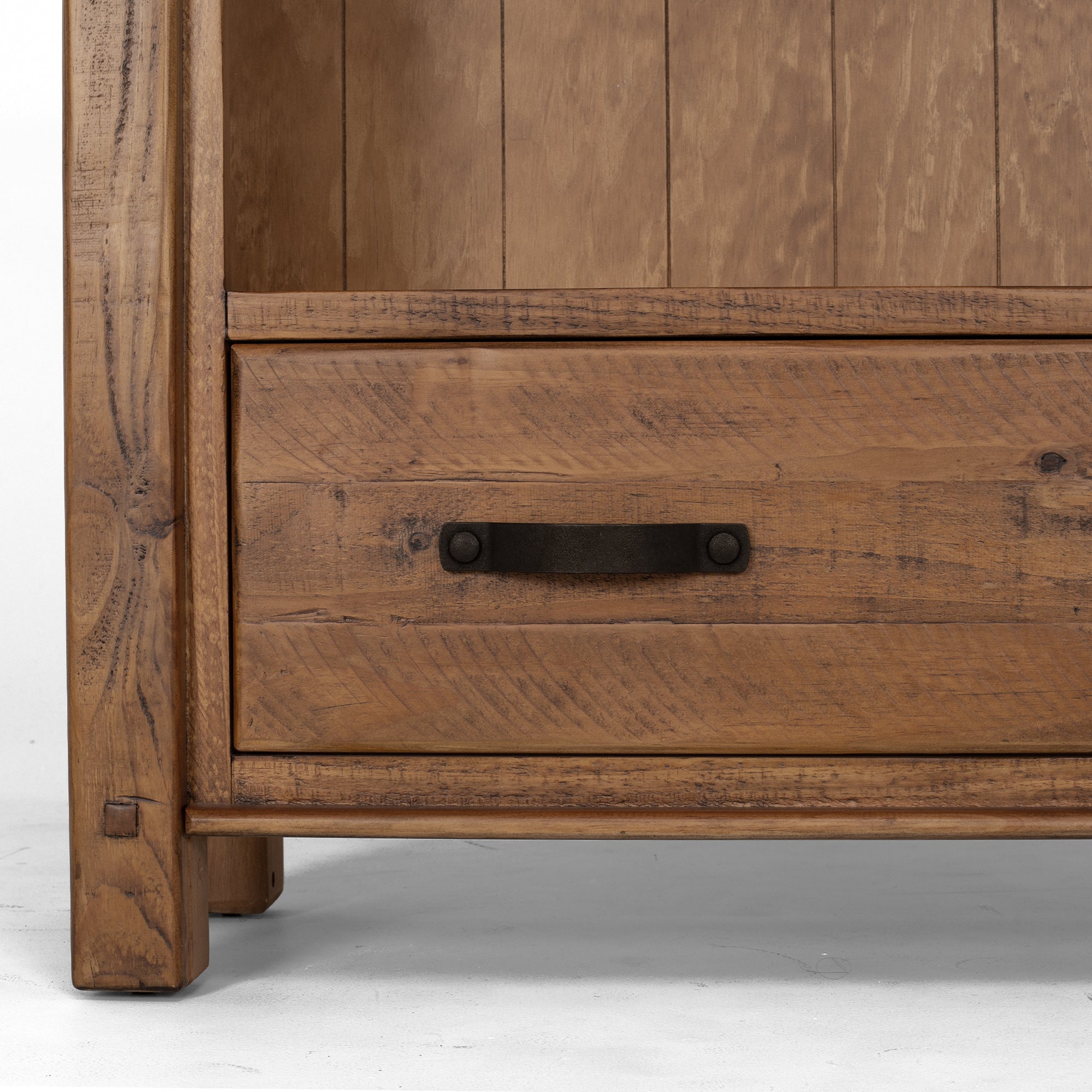 Oberon Bookcase Display Cabinet Solid Wood Solid Pine Rustic Walnut Colour 95cm