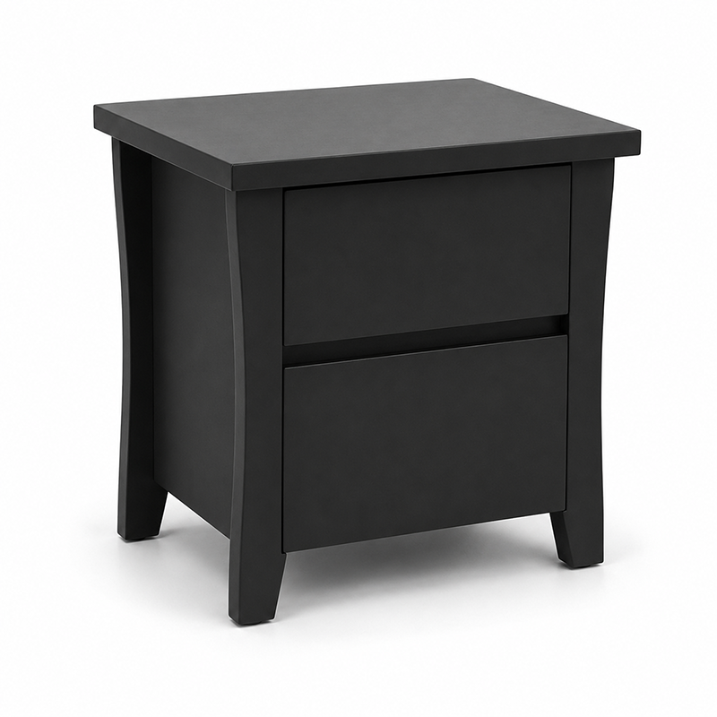 Paiden 2 Drawer Bedside Table (Black)