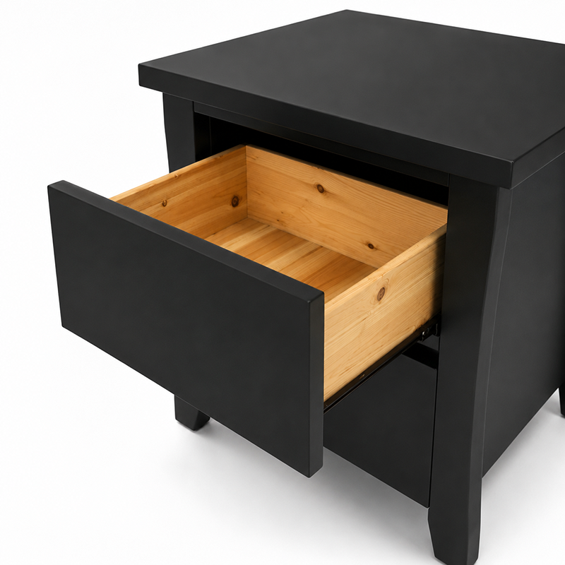 Paiden 2 Drawer Bedside Table (Black)