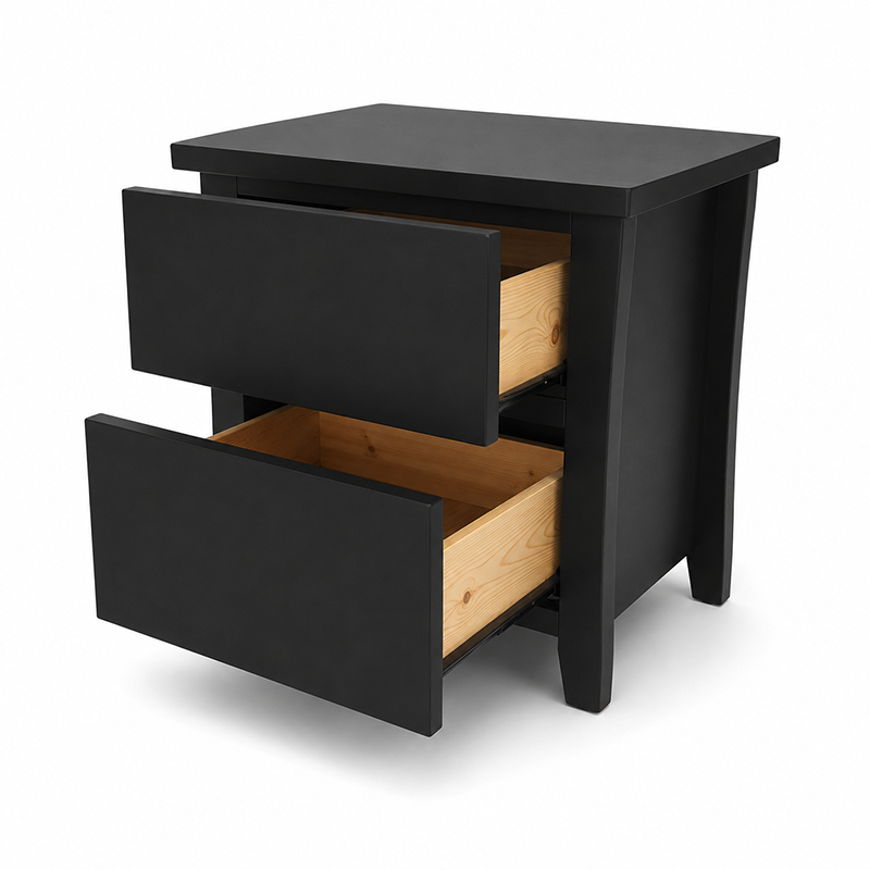 Paiden 2 Drawer Bedside Table (Black)
