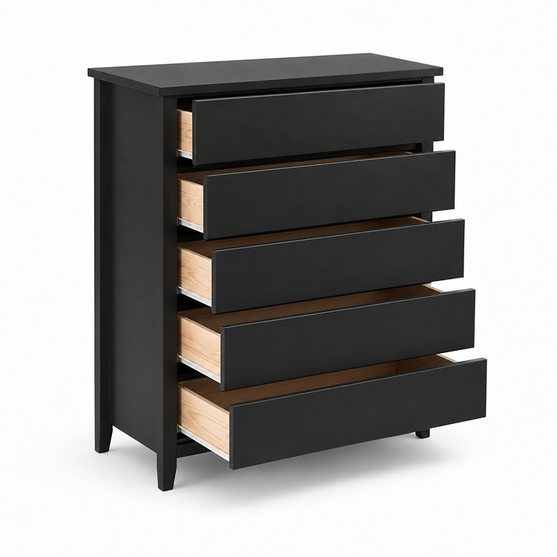 Paiden 5 Drawer Tallboy (Black)
