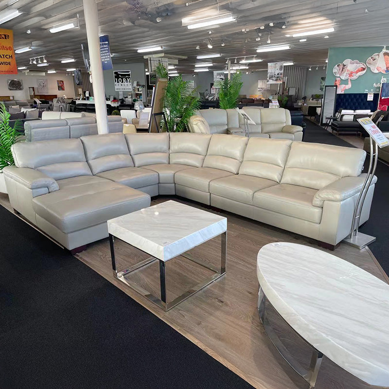 Paisley Leather Corner Suite with Right Chaise Black