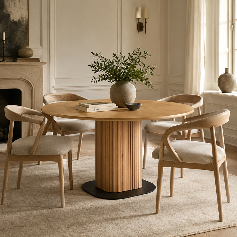 Palliser Round Dining Table Oak Wood 1230mm
