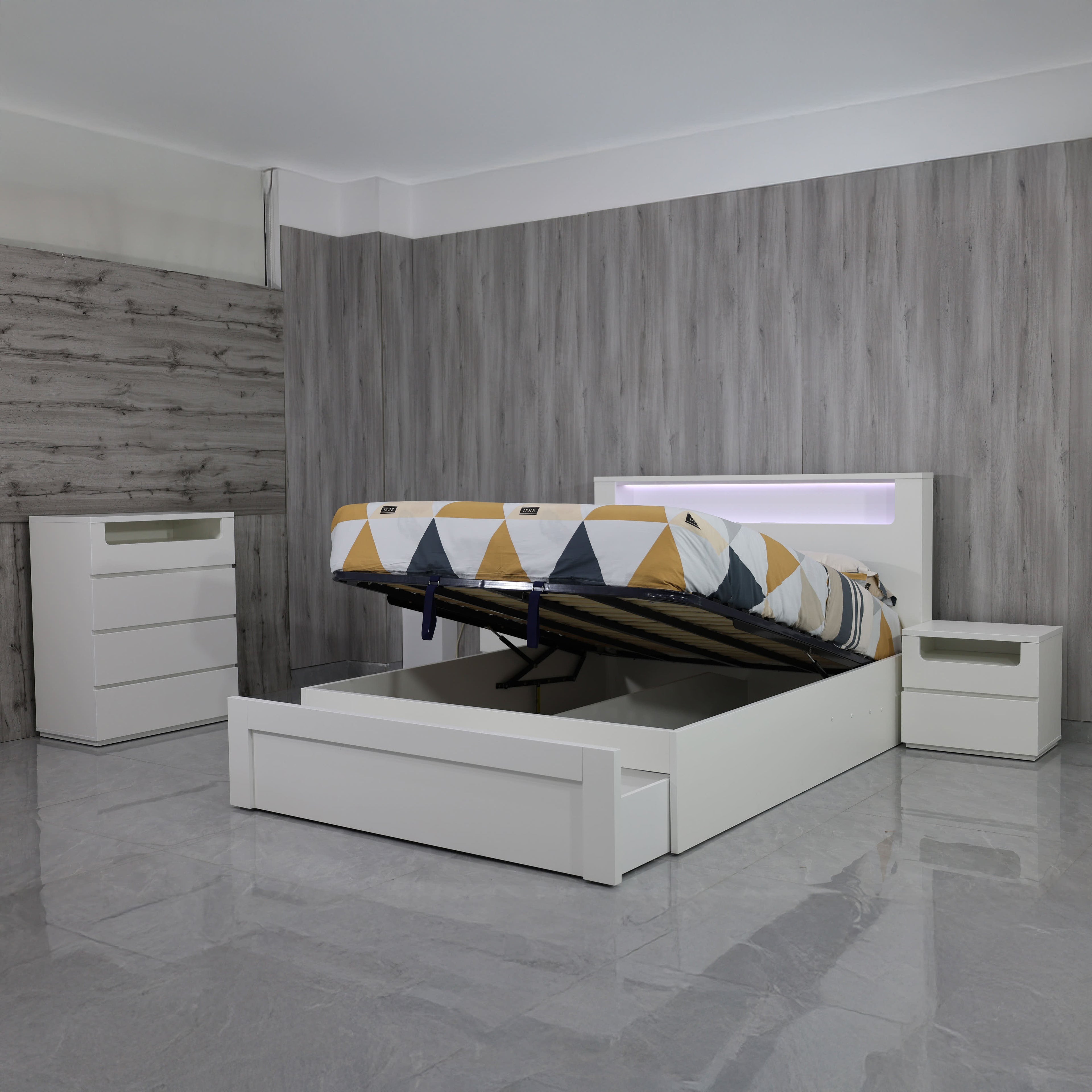 Panama With Gaslift Storage Base With 1 Drawer（White Oak）